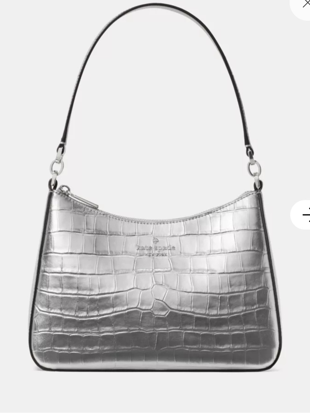 Kate Spade Metallic Croc-Embossed Shoulder Bag - Silver